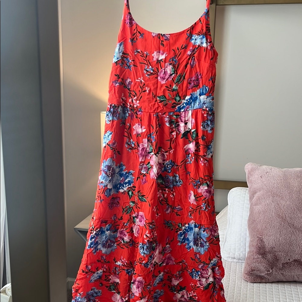 Floral Red Midi Dress